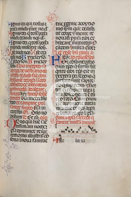 Missale: Fol. 171: Music for "Alleluia" etc. at beginning of Easter, 1469. Creator: Bartolommeo Caporali (Italian, c. 1420-1503).