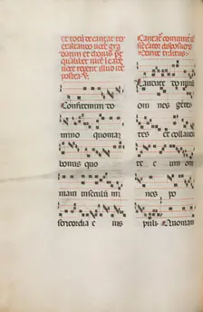 Missale: Fol. 171v: Music for "Alleluia" etc. at beginning of Easter, 1469. Creator: Bartolommeo Caporali (Italian, c. 1420-1503)