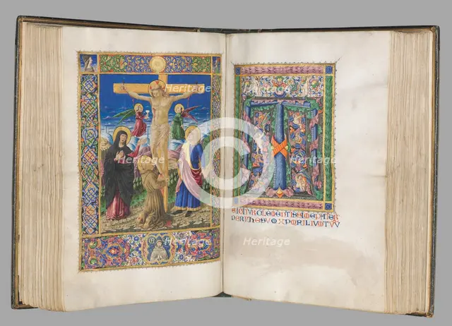 Missale: Fol. 185v: Crucifixion with borders (full page), 1469. Creator: Bartolommeo Caporali (Italian, c. 1420-1503).
