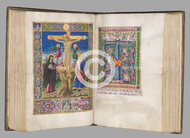 Missale: Fol. 185v: Crucifixion with borders (full page), 1469. Creator: Bartolommeo Caporali (Italian, c. 1420-1503).