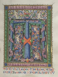 Missale: Fol. 186: Decorated Initial T[e igitur] (full page), 1469. Creator: Bartolommeo Caporali (Italian, c. 1420-1503)