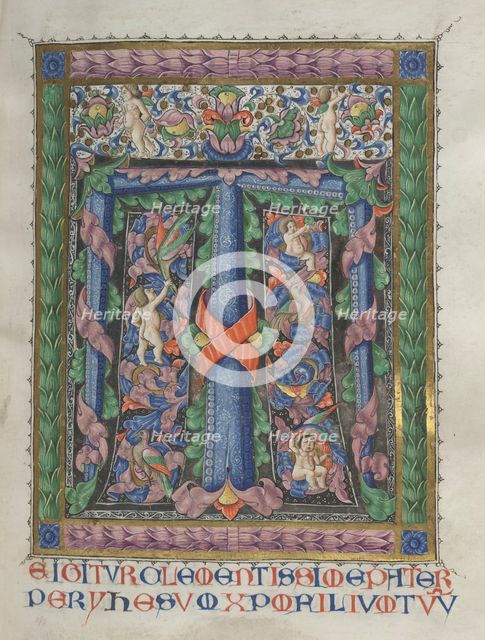 Missale: Fol. 186: Decorated Initial T[e igitur] (full page), 1469. Creator: Bartolommeo Caporali (Italian, c. 1420-1503).