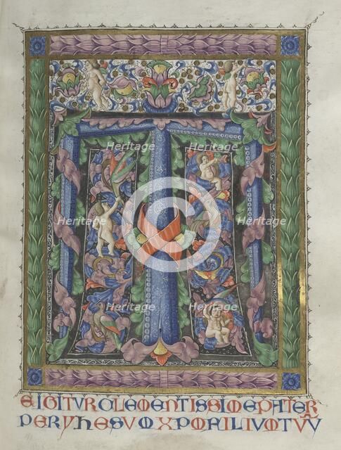 Missale: Fol. 186: Decorated Initial T[e igitur] (full page), 1469. Creator: Bartolommeo Caporali (Italian, c. 1420-1503).