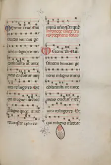 Missale: Fol. 182: Music for various ordinary prayers, 1469. Creator: Bartolommeo Caporali (Italian, c. 1420-1503)
