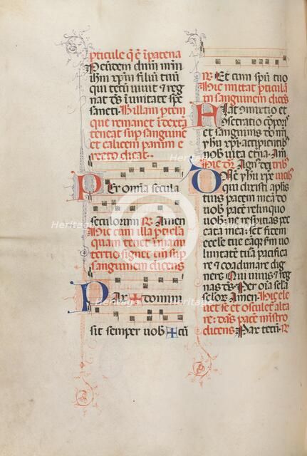 Missale: Fol. 190v: Music for various prayers, 1469. Creator: Bartolommeo Caporali (Italian, c. 1420-1503).