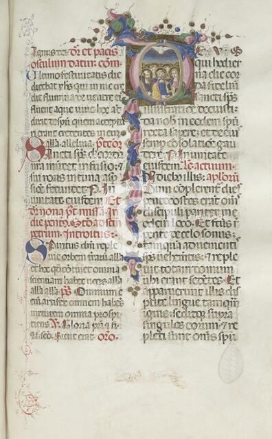 Missale: Fol. 214: Pentecost, 1469. Creator: Bartolommeo Caporali (Italian, c. 1420-1503).