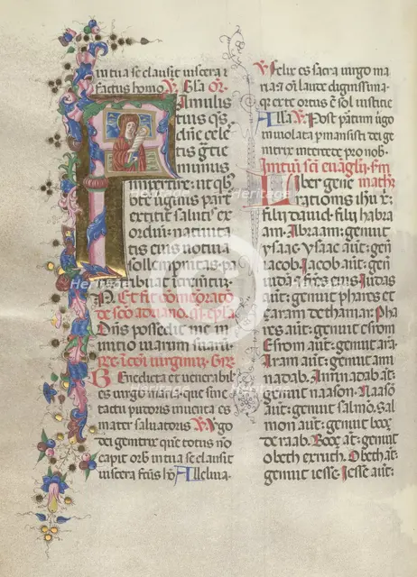 Missale: Fol. 311v: Saint Anne holding the newborn Virgin, 1469. Creator: Bartolommeo Caporali (Italian, c. 1420-1503).