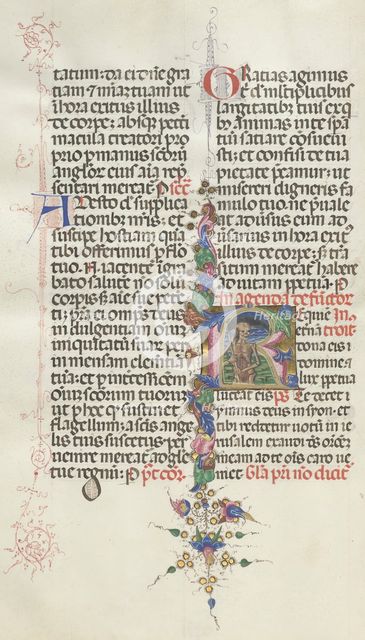 Missale: Fol. 387v: Death represented as a Skeleton with a Sickle, 1469. Creator: Bartolommeo Caporali (Italian, c. 1420-1503).