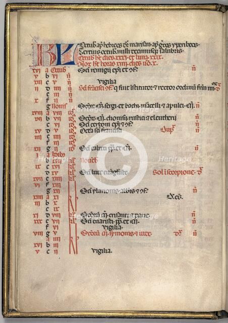 Missale: Fol. 7v: October Calendar Page, 1469. Creator: Bartolommeo Caporali (Italian, c. 1420-1503).