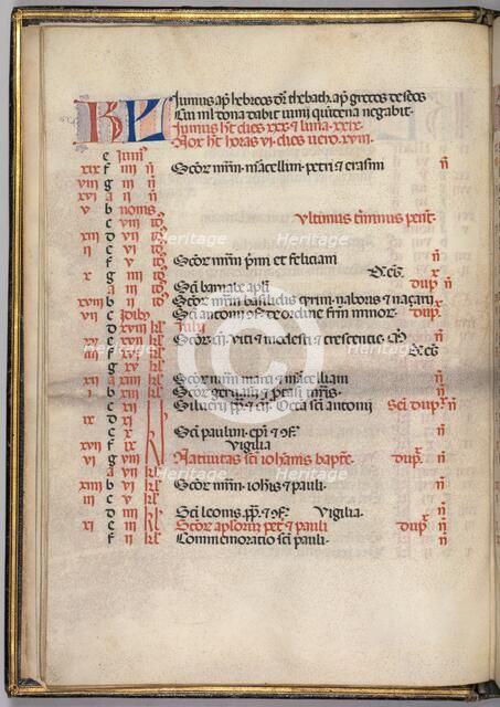 Missale: Fol. 5v: June Calendar Page, 1469. Creator: Bartolommeo Caporali (Italian, c. 1420-1503).