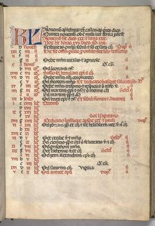 Missale: Fol. 8r: November Calendar Page, 1469. Creator: Bartolommeo Caporali (Italian, c. 1420-1503)