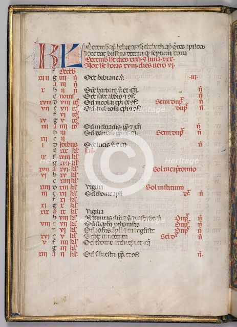 Missale: Fol. 8v: December Calendar Page, 1469. Creator: Bartolommeo Caporali (Italian, c. 1420-1503).