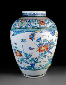 Misshapen baluster jar with flowers, c1670