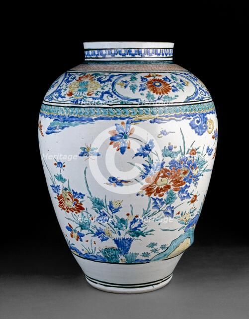 Misshapen baluster jar with flowers, c1670. Artist: Unknown.