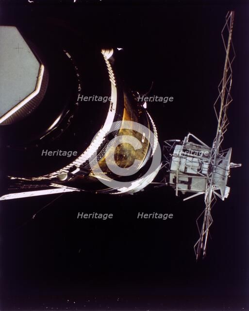 Missing solar array on Skylab 2, 1973. Creator: NASA.