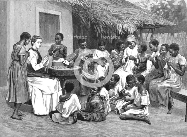 ''Mission work in Africa - Mrs. Shaw's Sewing Class', 1890. Creator: Unknown.
