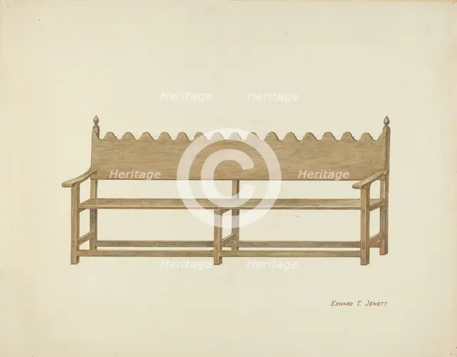 Mission Bench, c. 1936. Creator: Edward Jewett.
