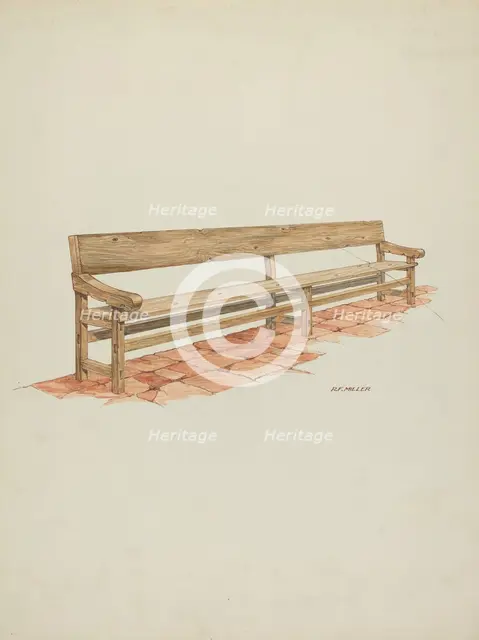 Mission Bench, c. 1936. Creator: Randolph F Miller.