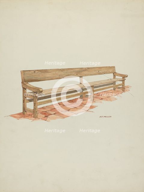 Mission Bench, c. 1936. Creator: Randolph F Miller.