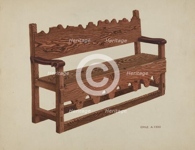 Mission Bench, c. 1939. Creator: Emile Cero.