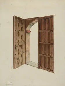 Mission Church Doors and Doorway, 1940. Creators: Dayton Brown, Harry Mann Waddell