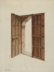 Mission Church Doors and Doorway, 1940. Creators: Dayton Brown, Harry Mann Waddell