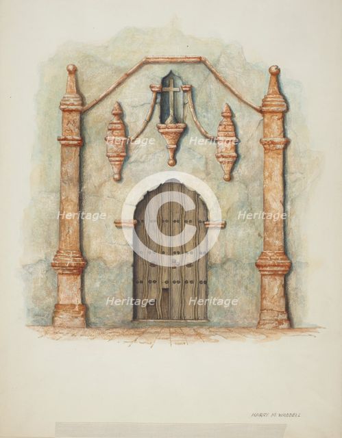 Mission Church Doorway, 1940. Creator: Harry Mann Waddell.