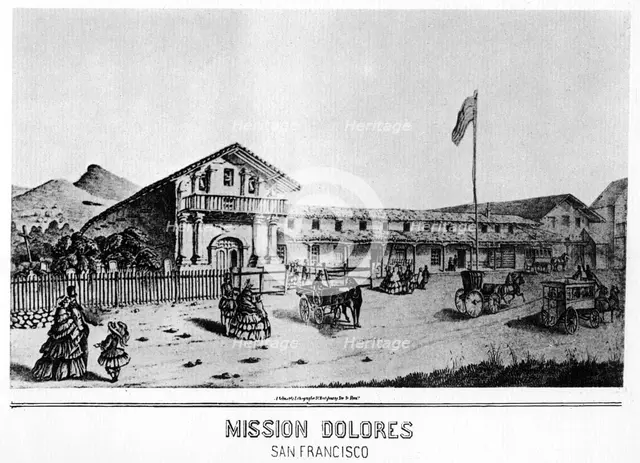 Mission Dolores, San Francisco, California, 19th century (1937). Artist: Unknown