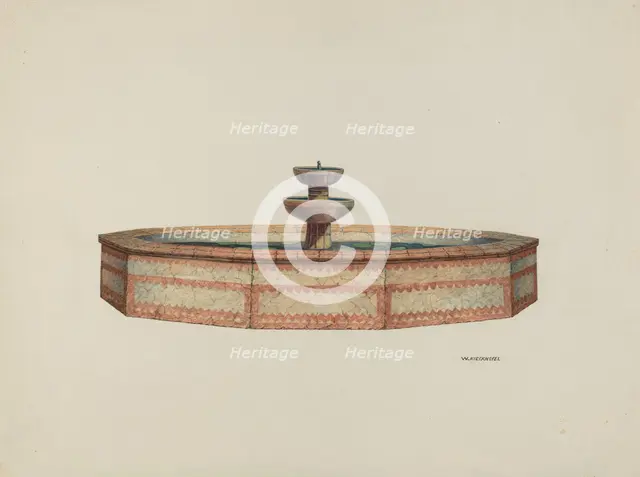 Mission Fountain, 1941. Creator: William Kieckhofel.