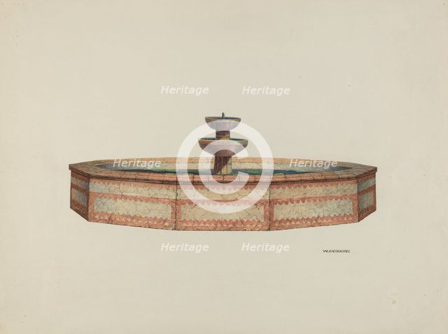 Mission Fountain, 1941. Creator: William Kieckhofel.