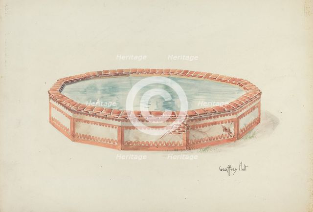 Mission Fountain, c. 1937. Creator: Geoffrey Holt.