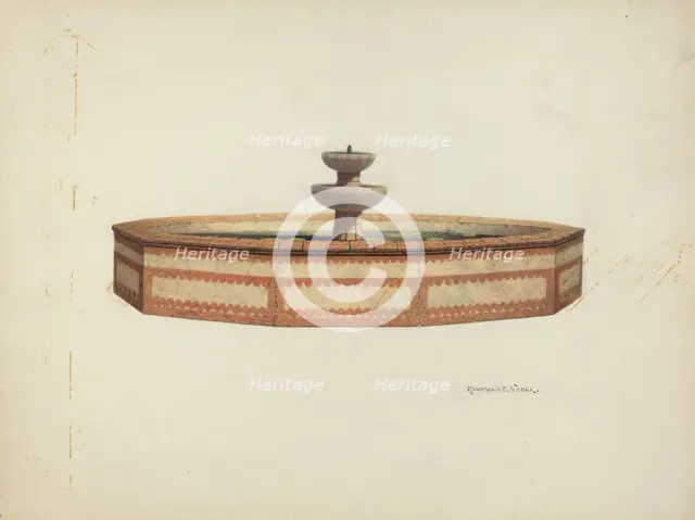 Mission Fountain, c. 1940. Creator: Raymond E. Noble.