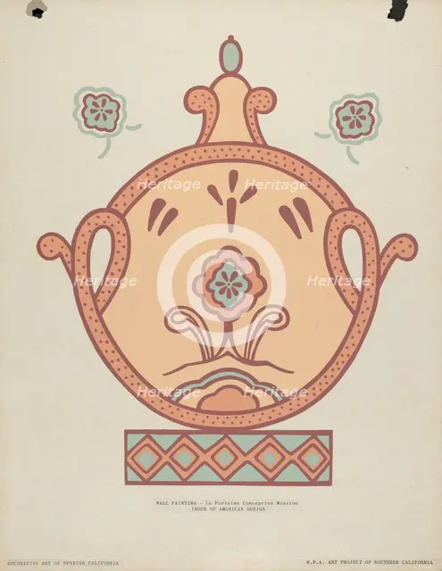 Mission La Purisima Concepcion Wall Painting from the portfolio "Decorative Art...", 1935/1942. Creator: Unknown.
