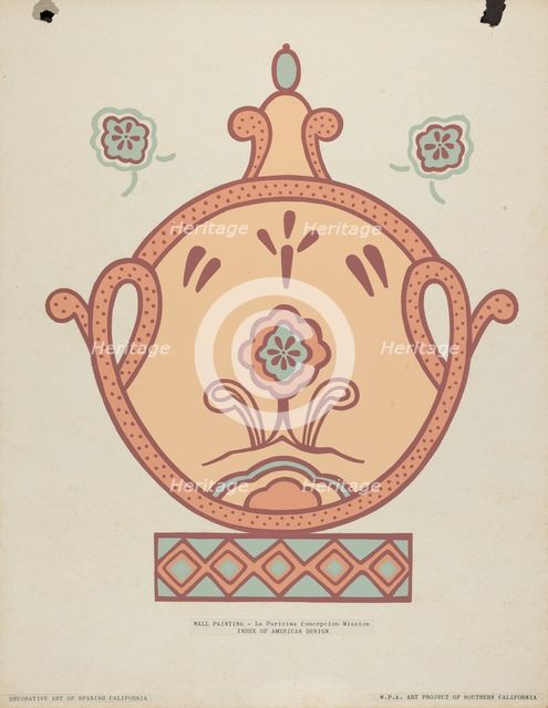 Mission La Purisima Concepcion Wall Painting from the portfolio "Decorative Art...", 1935/1942. Creator: Unknown.
