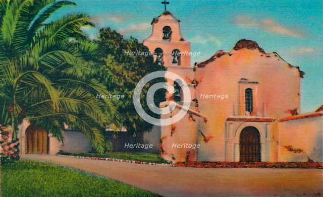 'Mission San Diego De Alcala. Founded 1769, California', c1941. Artist: Unknown.