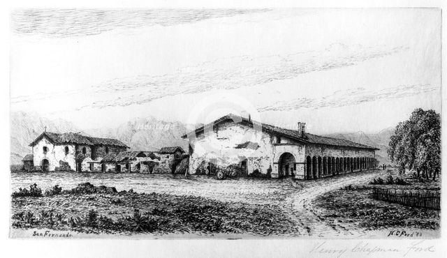 Mission San Fernando, published in 1883. Creator: Henry Chapman Ford.