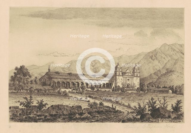 Mission Santa Barbara, 1883. Creator: Henry Chapman Ford.
