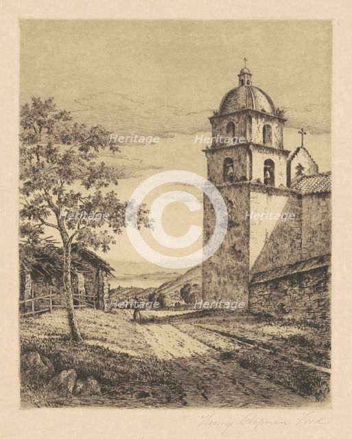Mission Santa Barbara, Looking South, 1888. Creator: Henry Chapman Ford.