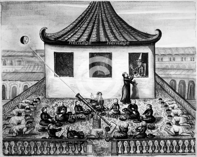Missionaries showing the King of Siam a solar eclipse. Artist: Unknown