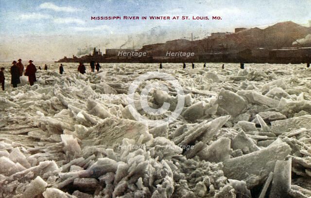 Mississippi River in winter, St Louis, Missouri, USA, 1908. Artist: Unknown