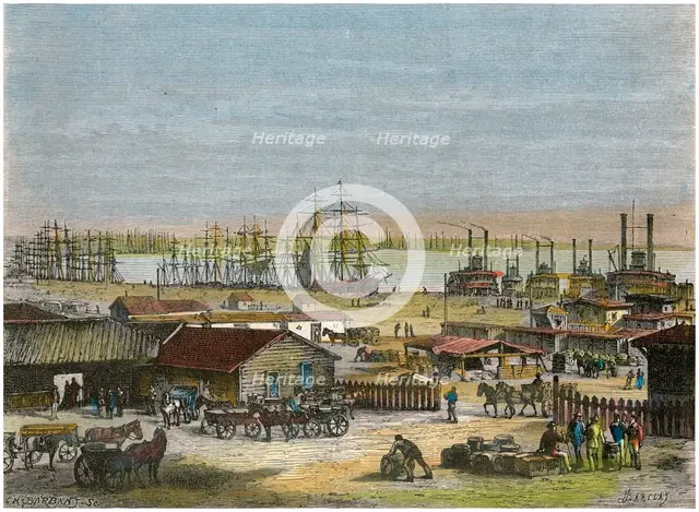 Mississippi River, New Orleans, Louisiana, USA, c1880. Artist: Barbant