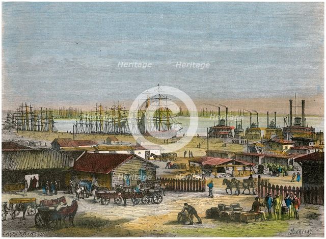Mississippi River, New Orleans, Louisiana, USA, c1880. Artist: Barbant