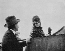 Miss Trehawke-Davies in the passenger's seat of one of her Bleriot monoplanes, 1913 (1934). Artist: Flight Photo