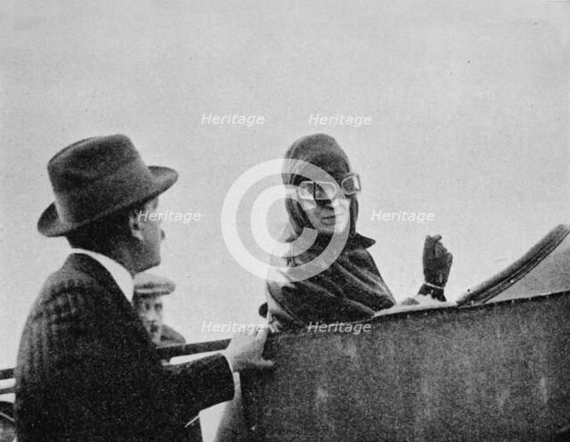Miss Trehawke-Davies in the passenger's seat of one of her Bleriot monoplanes, 1913 (1934). Artist: Flight Photo.