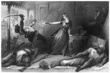 Miss Wheeler defending herself against the Sepoys at Cawnpore 1857, (c1860)