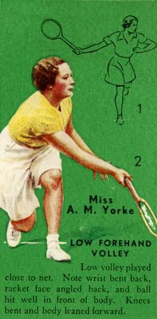 Miss A. M. Yorke - Low Forehand Volley c1935. Creator: Unknown
