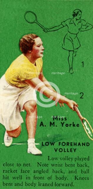'Miss A. M. Yorke - Low Forehand Volley', c1935. Creator: Unknown.