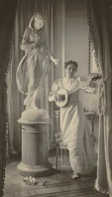 "Miss Apperson" playing banjo...Sen. George Hearst's residence, Washington, D.C., 1895. Creator: Frances Benjamin Johnston