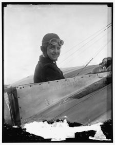 Miss Bernetta Miller, Moissant [sic] Aviatrix, in Bleriot plane, between 1910 and 1920. Creator: Harris & Ewing