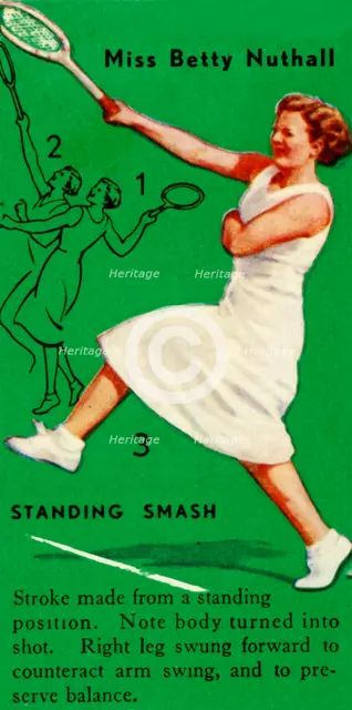 'Miss Betty Nuthall - Standing Smash', c1935. Creator: Unknown.